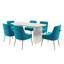 Ensemble de table de salle à manger moderne 6 personnes avec chaises en velours Hillory-1252276309