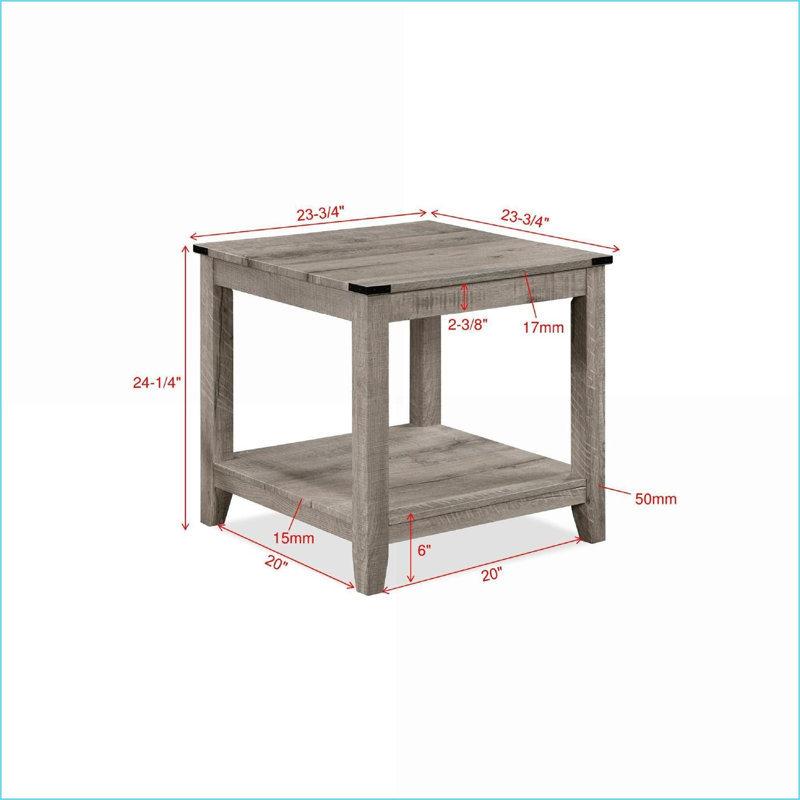 Ensemble de tables basses rustiques gris et brun en bois 3 pièces pour le salon, facile à assembler