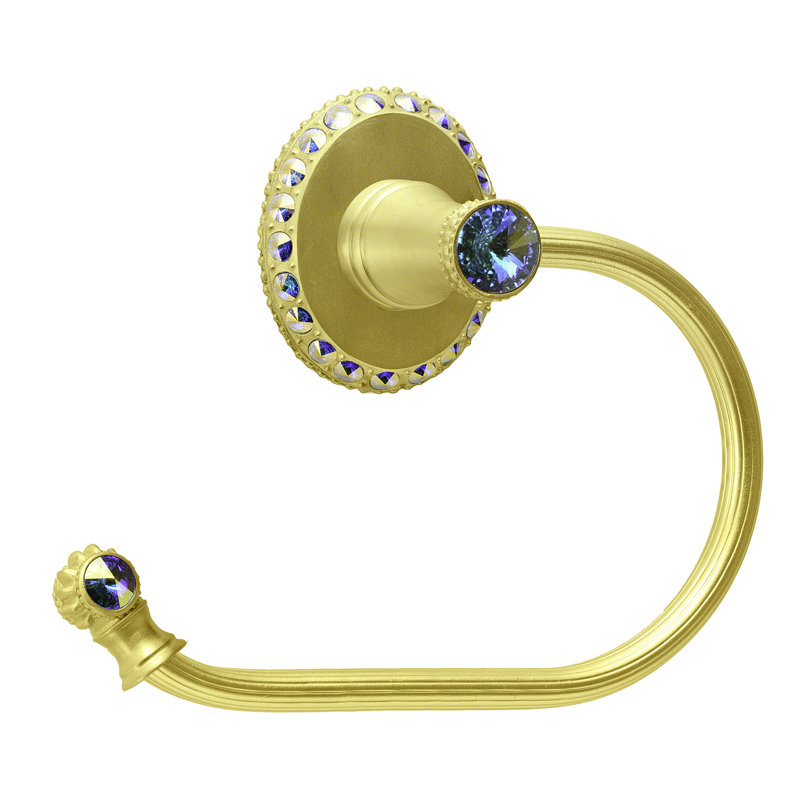 Caché II swing tissue reeded ring left with Swarovski Aurore Boreale Crystals in Gilded Mercury, Gold/Aurore