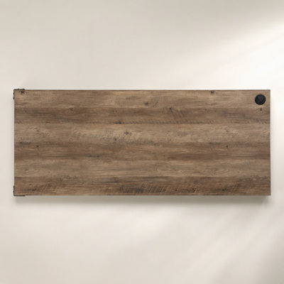 L-Shape Writing Desk with Cabinet, Rustic Oak and Black