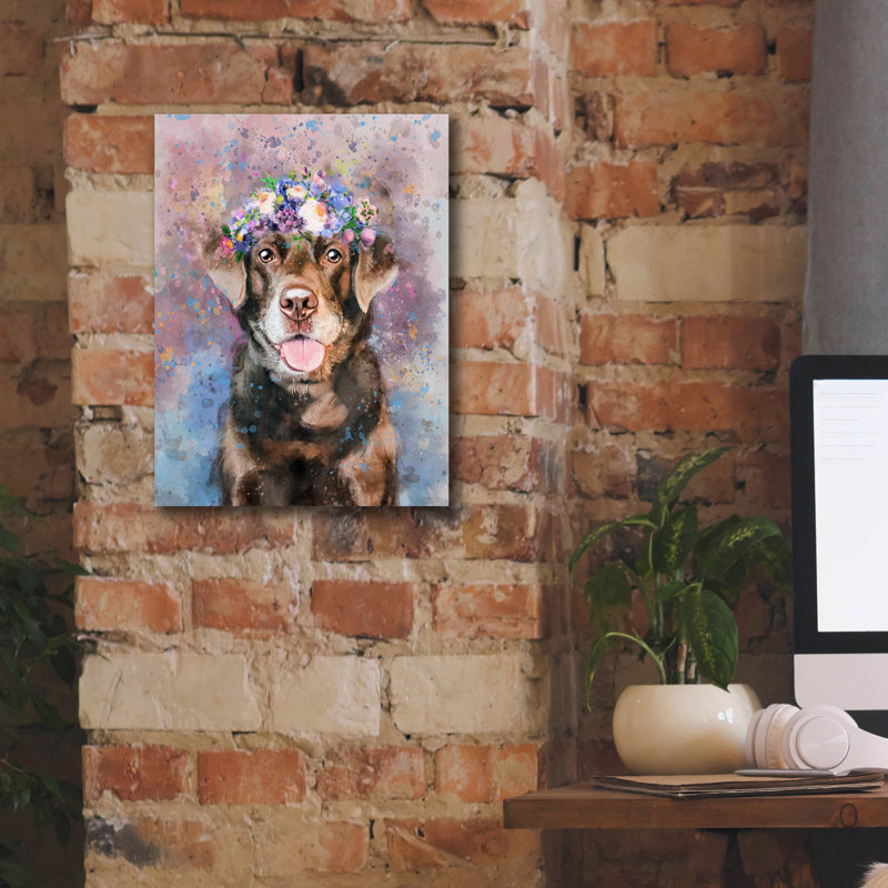 "Flower Crown Labrador Retriever 2" par Furbaby Affiliates, H 16 po x l 12 po