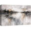 «Abstract Neutral Grey Misty Reflection», œuvre d'art moderne sur toile encadrée, impression sur toile-126096617-126096616