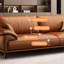 Ensemble de salon en cuir véritable orange 3 pièces-151971659