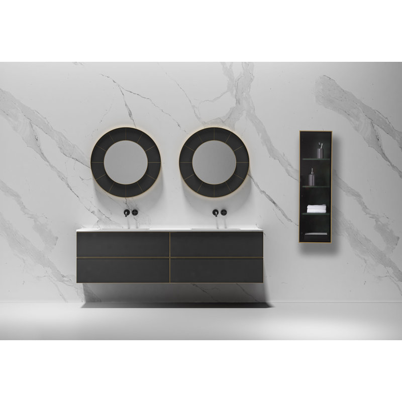 Luce 13" Wall-Mounted Side Cabinet, Forest Green/Dark Gold
