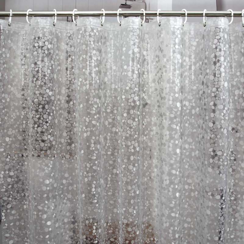 Rideau de douche imperméable imperméable 8G EVA avec 3 aimants de fond robustes, doublure pour cabine de douche, baignoires, motif de galets 3D, crochets 72 x 72,12