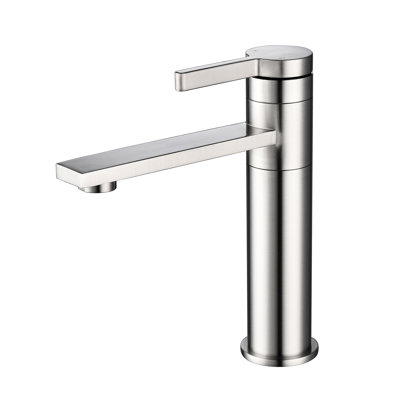 Brushed Nickel Basin Sink Faucet - Single Handle, Stainless Steel, Resists Stains, Fascinating Look Bathroom Stain Formation, Classy Presence
