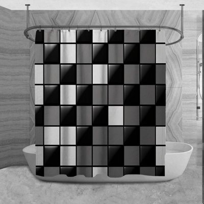 Rideau de douche à carreaux Agaton