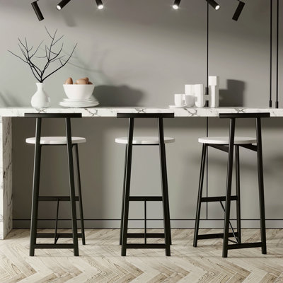 Bar Stools Kitchen Island Bar Chairs Set Of 3 Metal Counter Barstools With Backrest For Dining Pub Room