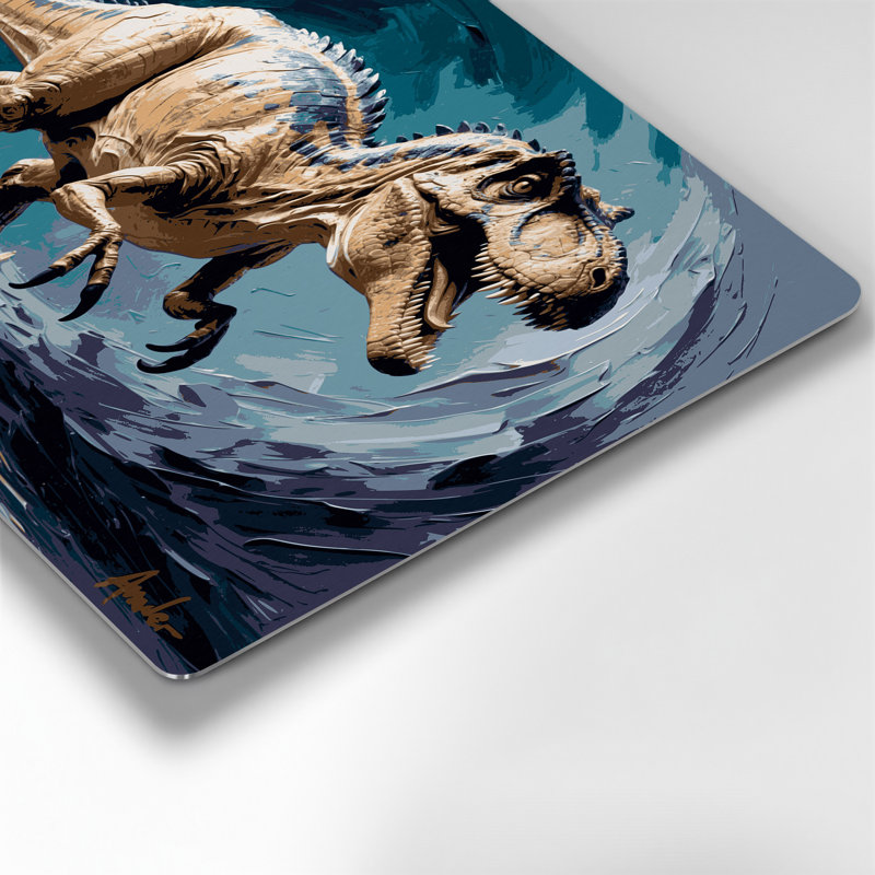 «Dinosaur Velociraptor», art mural en métal gris, H 11 po x l 14 po