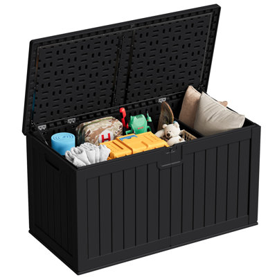 230 Gallon Outdoor Indoor Lockable Resin Deck Box With Removable Dividers