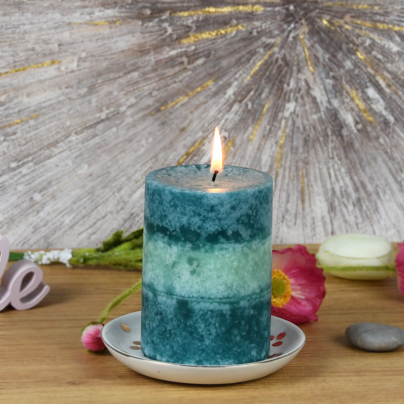 Tritone Fresh Ocean Flowers Scented Pillar Candle, 4" H x 3" W  x 3" D, 24