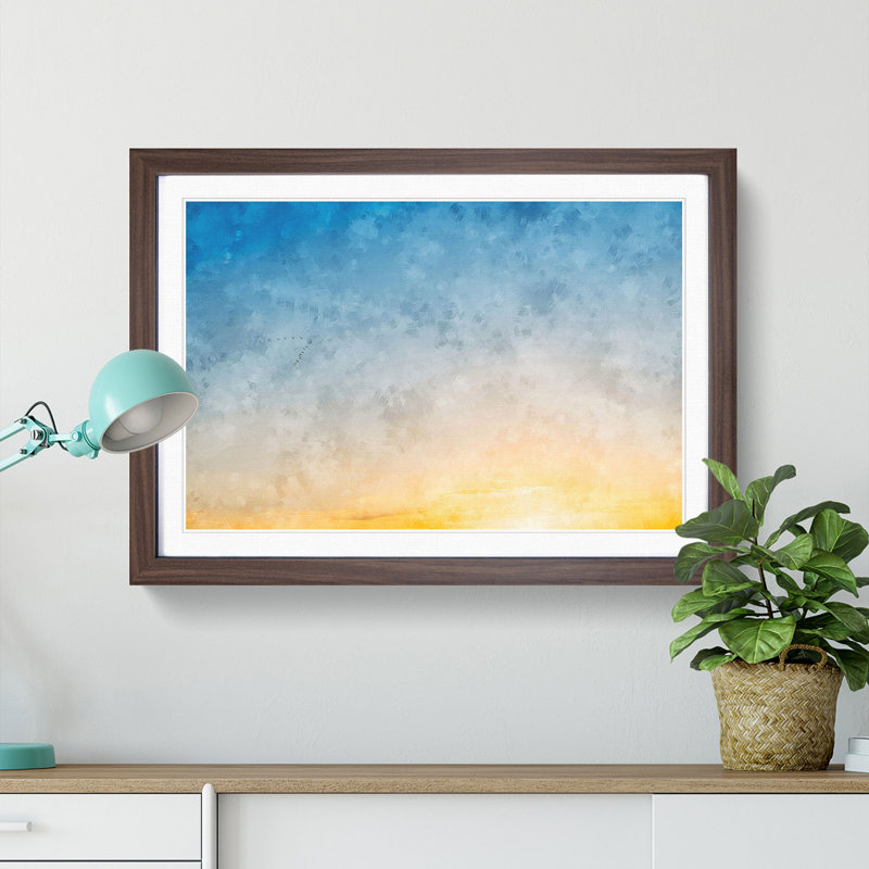 Flock Of Birds - Single Picture Frame Print on MDF, Walnut Framed, 62cm H x 87cm W x 2cm D