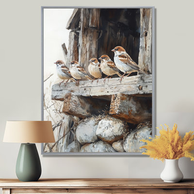 Sparrows Birds In The Farmyard IV - Art mural d'oiseaux