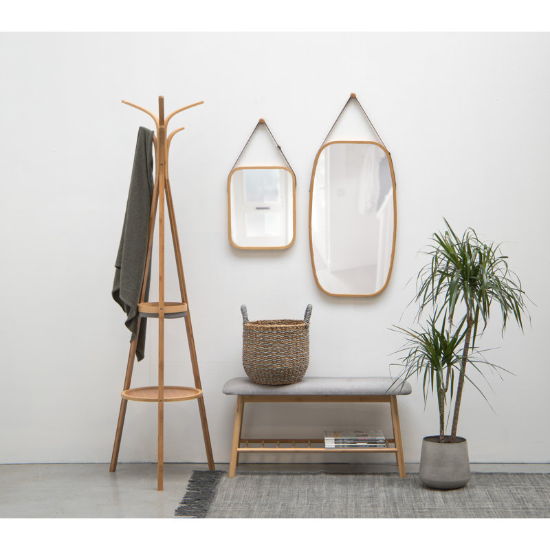 Wood Flat Wall Mirror, Natural