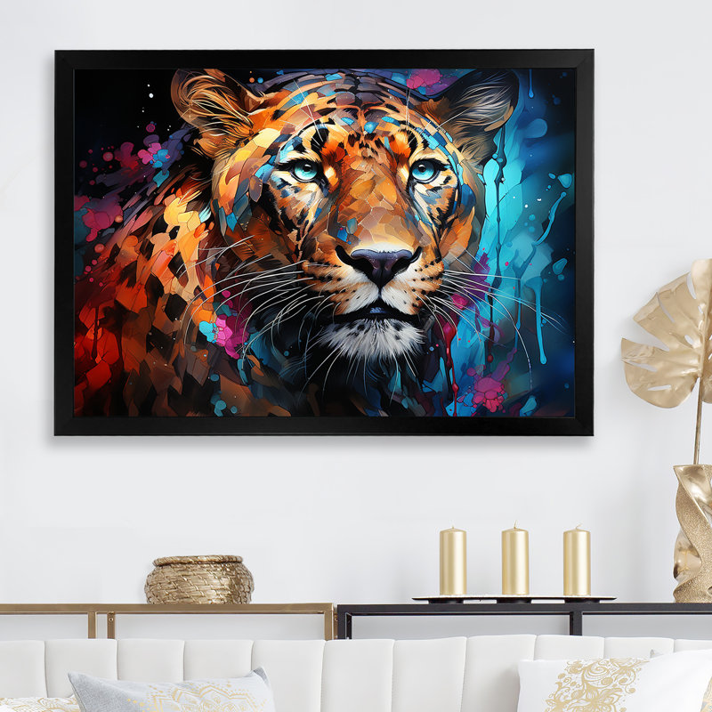 Pop Art Wild Elegance Tiger Harmony, Cadre photo noir, H 12 po x l 20 po x P 1 po