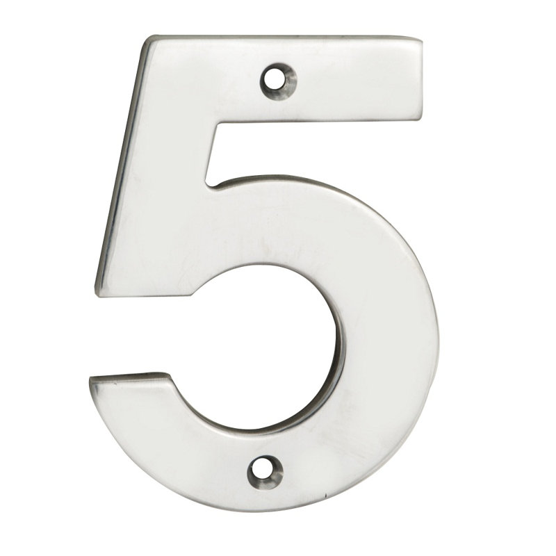 Dollis 10cm H Stainless Steel House Number, Satin Stainless Steel, 5