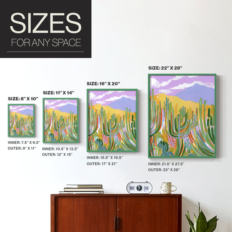 Lavender Desert I, reproduction encadrée - bois massif, H 10 po x l 8 po, Vert