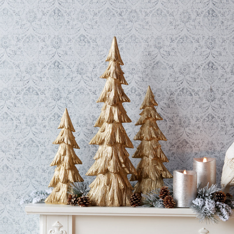 Rustic Gold Pine Tree (Set of 3), Gold