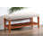 Wooden Frame Fabric Upholstered Entryway Bench With Tufted Padded Seat And Slatted Storage Shelf For Living Room-128632996
