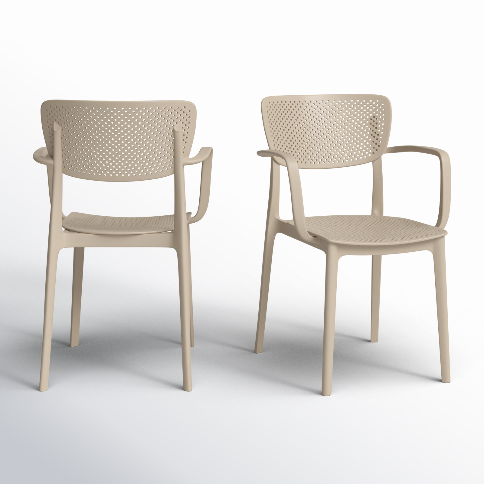 Farrah Stacking Patio Dining Armchair, Taupe
