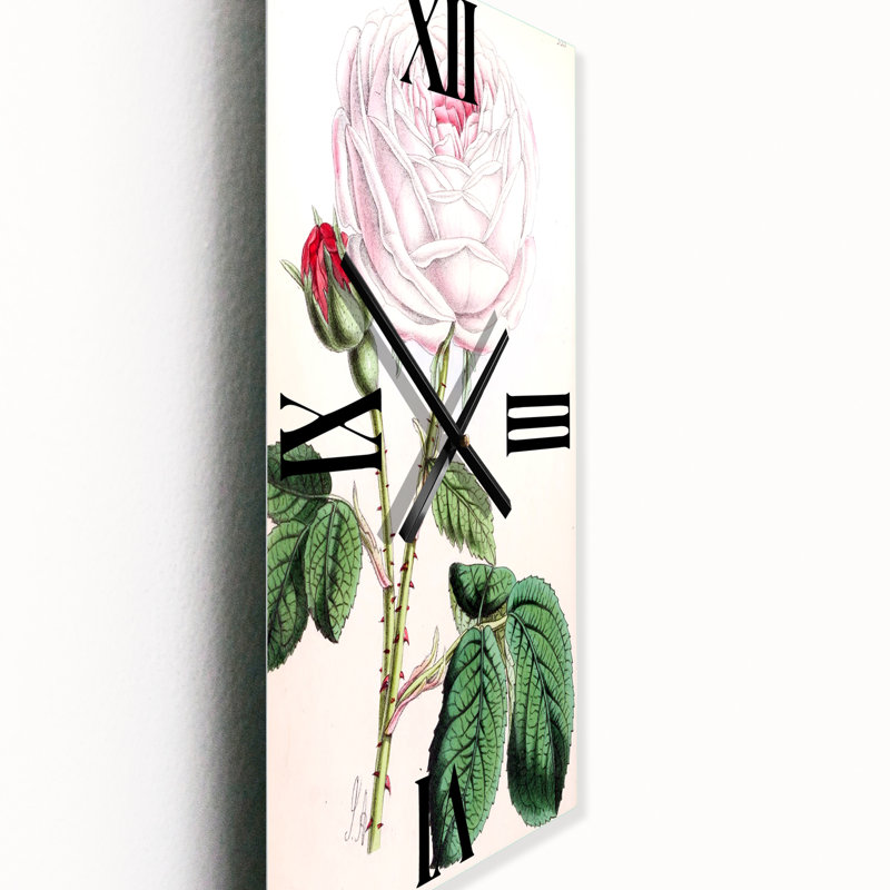 Horloge murale rétro avec fleur rose rétro, Petit