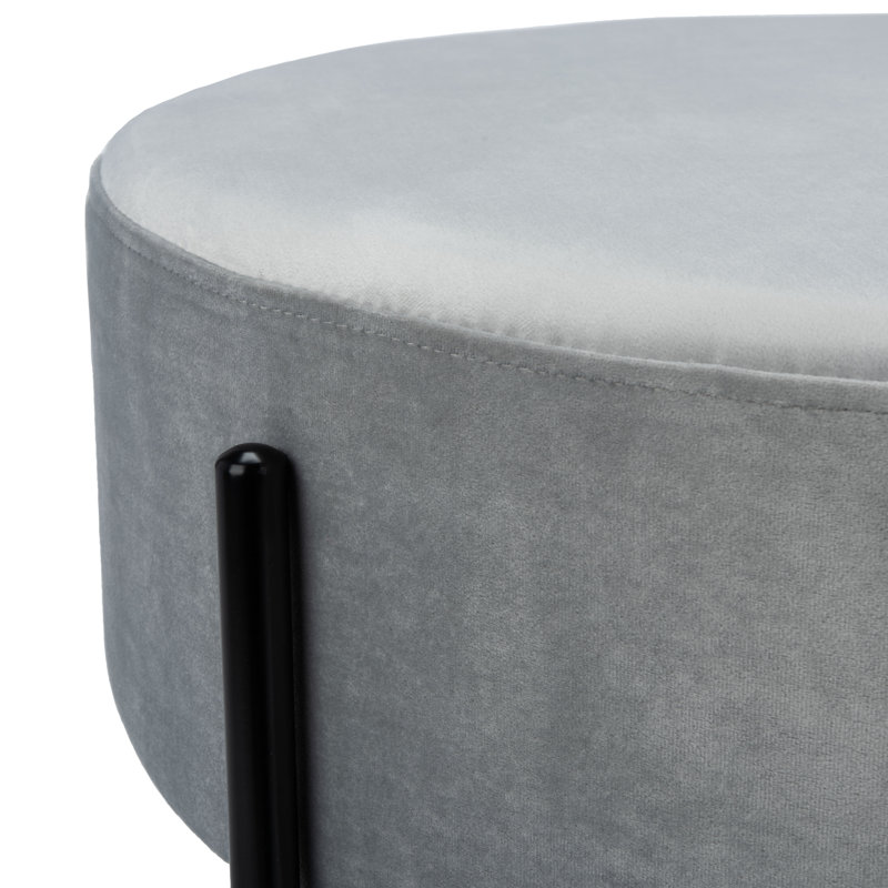 Lisbon Velvet Ottoman, Gray Velvet