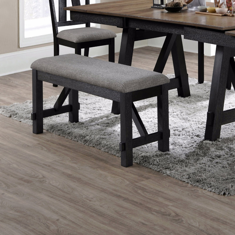 1-Piece Upholstered Design Seat Wheat Charcoal Finish Bench