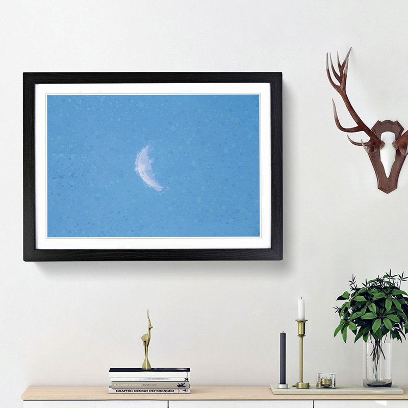 Moon in Morning Light - Picture Frame Graphic Art Print, Black Framed, 62cm H x 87cm W x 2cm D