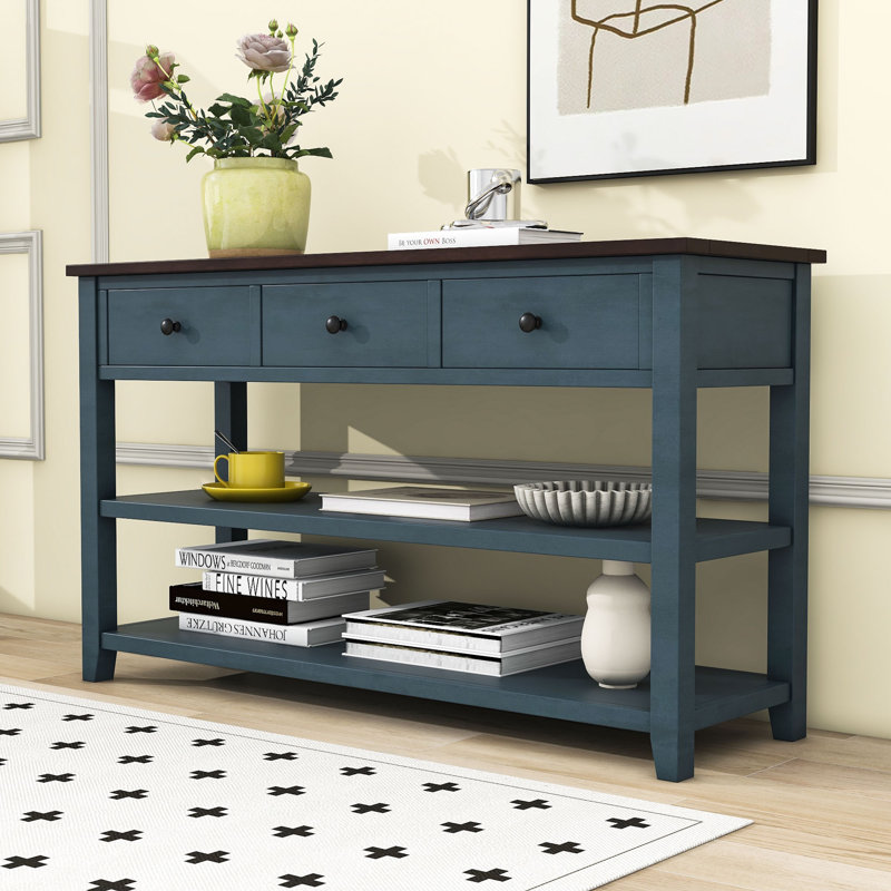 50" Console Table, Antique Navy, Espresso