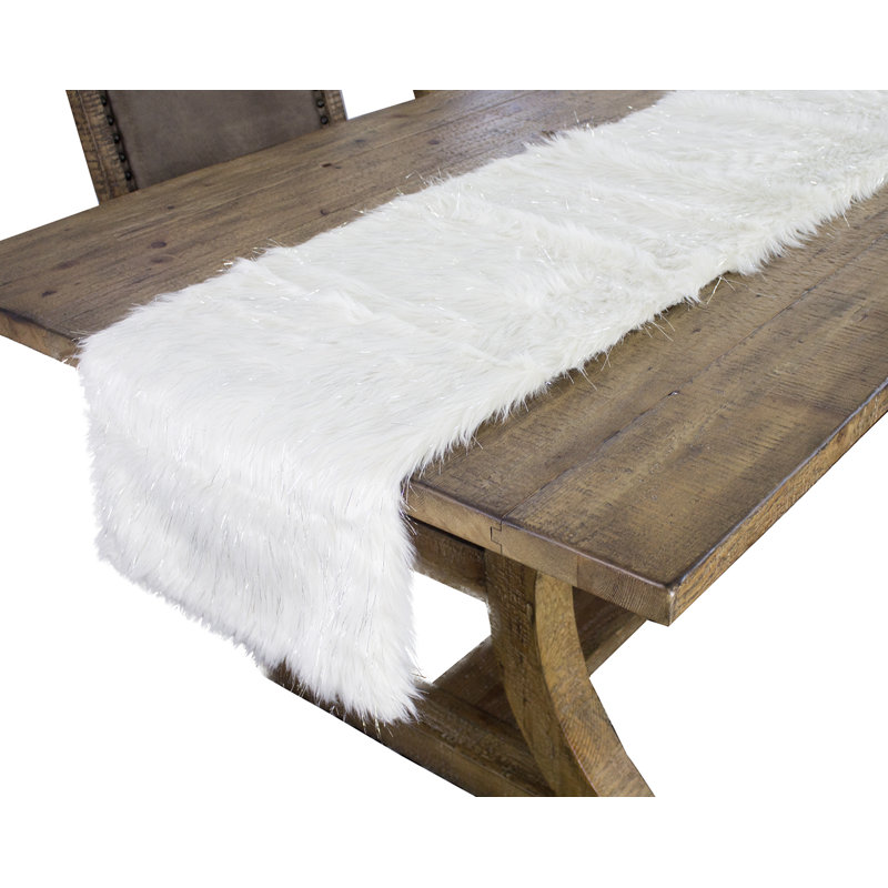 Joelene Rectangular Christmas Table Runner, White, 90.00" L x 15.00" D