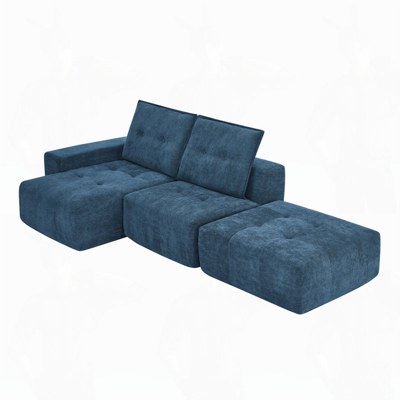 Modular Sectional Sofa Couch No Assembly Required, Blue