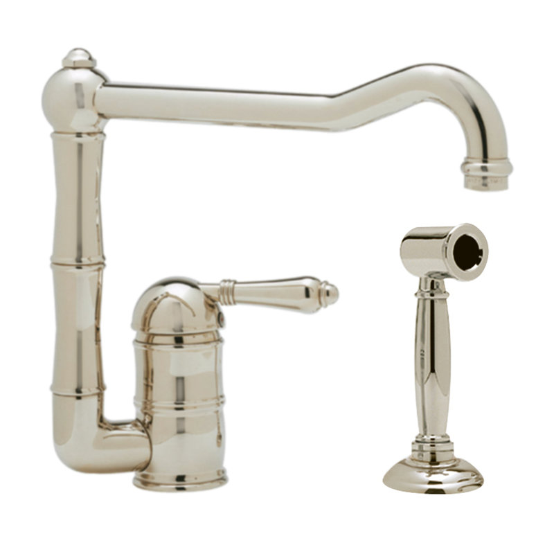 Acqui® Single Handle Kitchen Faucet, Satin Nickel, With Side Spray, Metal Lever Handle