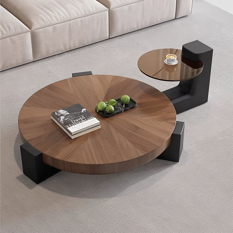 Kerween Atreu Modern Handmade Nesting Solid Wood Coffee Table, Round(Set of 2)