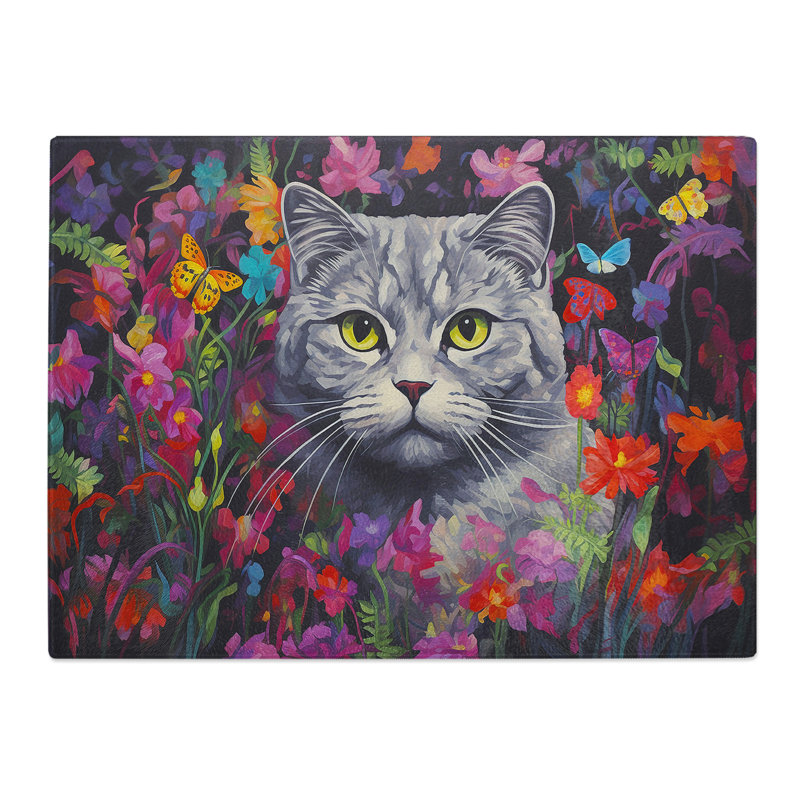 Cat Contemporary  Glass Chopping Board