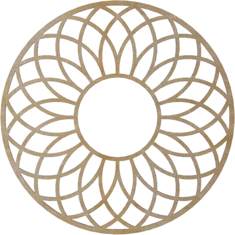 Médaillon de plafond 26 "x 27" x P 7/8 "x P 1/4" Cannes, Bouleau, H 24 po x l 24 po x P 0,25 po