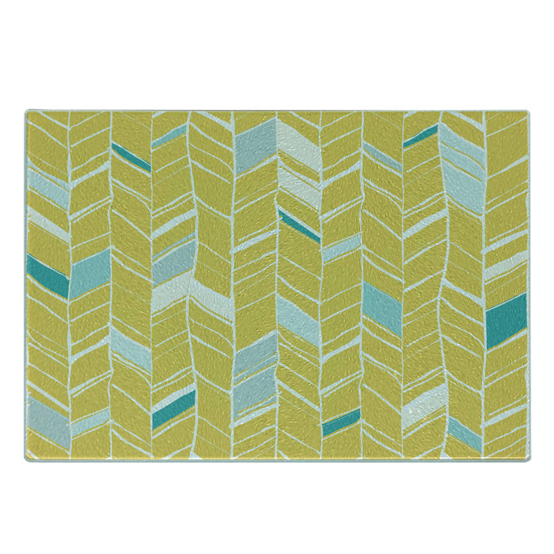 Planche à découper en verre trempé à chevrons jaune Ambesonne