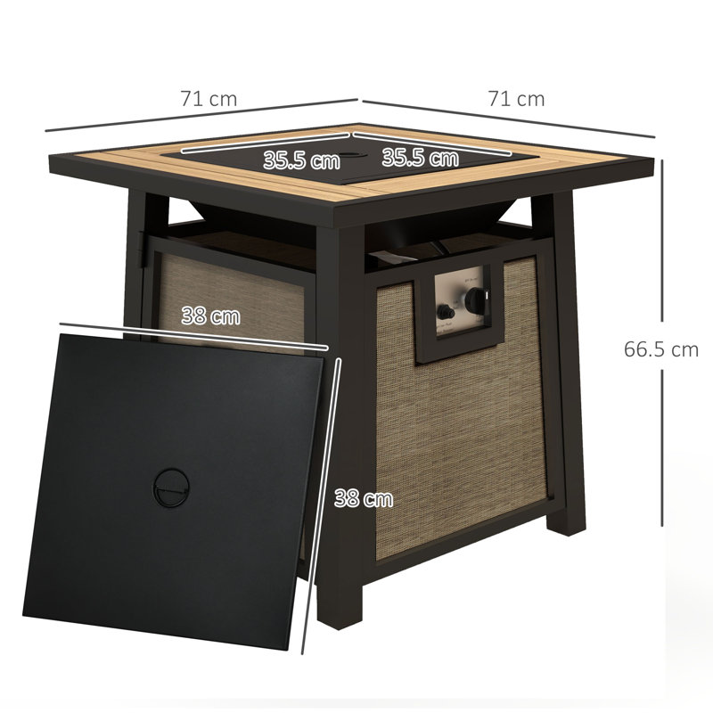 Square Propane Smokeless Fire Pit Table with Hidden Fuel Tank