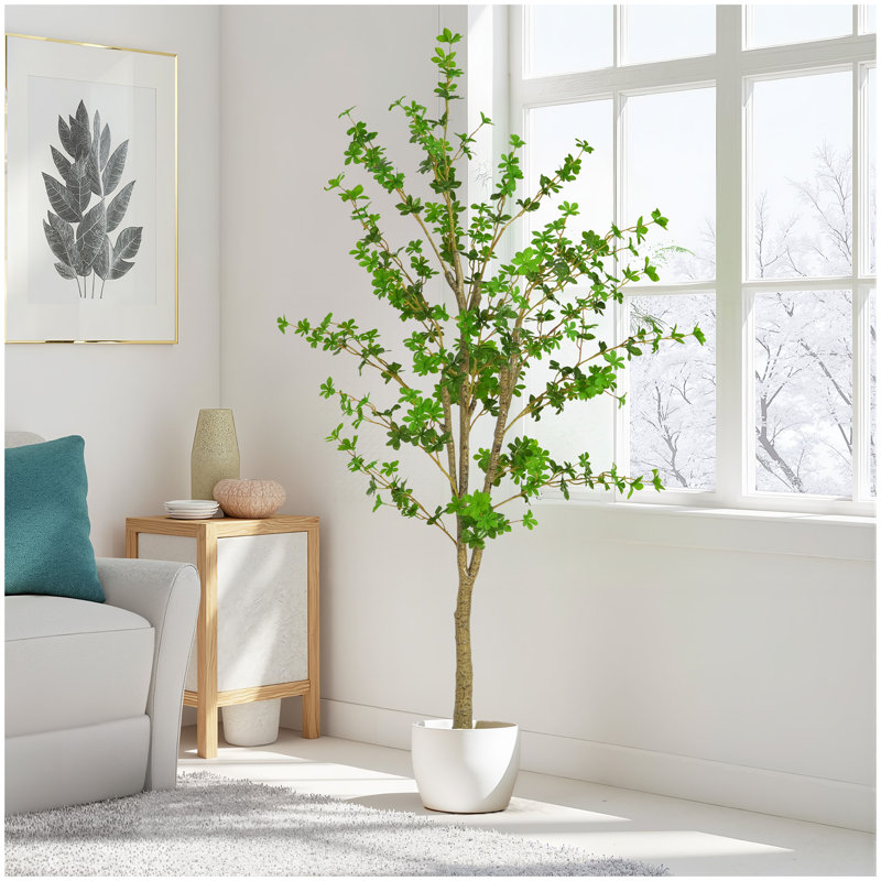 76" Artificial Enkianthus Tree with Black Plastic Pot