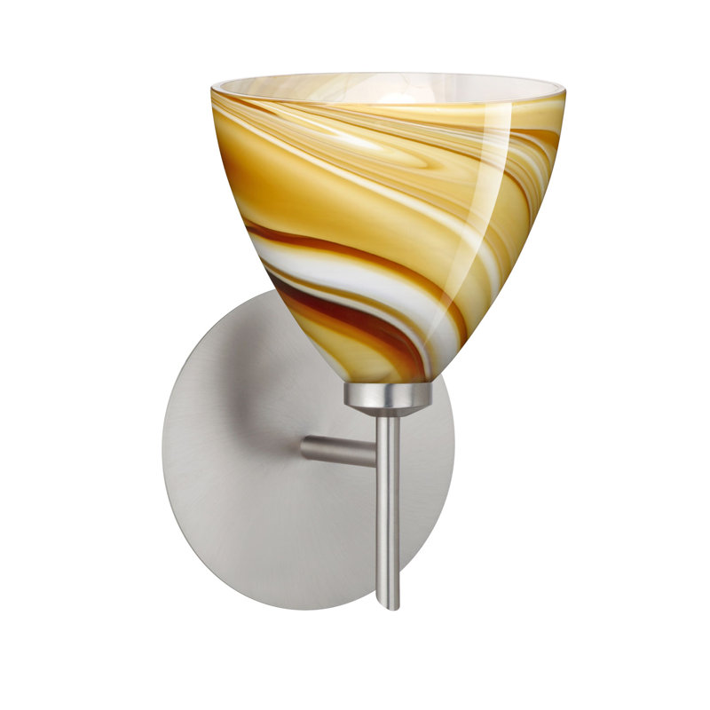 Mia Armed Sconce, Satin Nickel, Honey, Incandescent