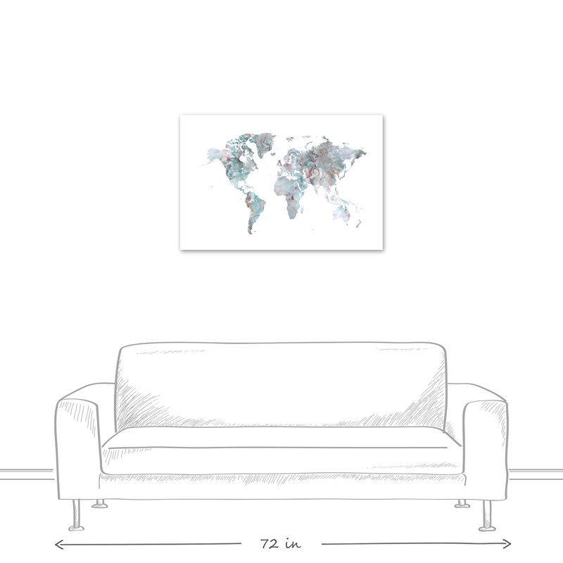 « gray & "carte du monde », reproduction de peinture à l’aquarelle, Toile tendue