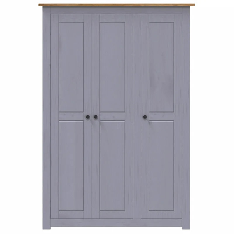 Rocco 3 Door Solid Wood Wardrobe, Grey