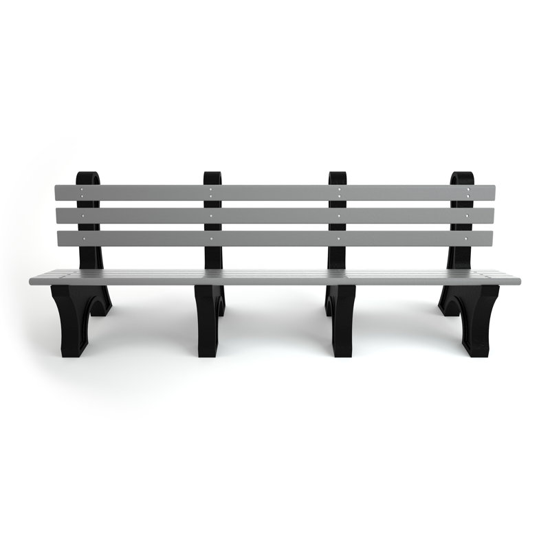 Banc de parc en plastique recyclé Wetzel, Aucune, 8', Gris