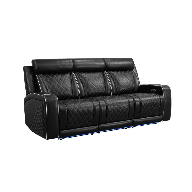   Canapé fonctionnel 84 po en cuir respirant avec table basse