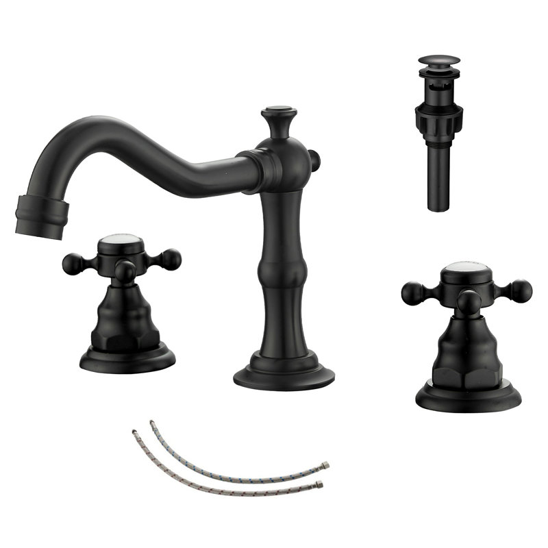 TC-16389-BG Widespread Bathroom Sink Faucet With Drain Assemly, Matte Black