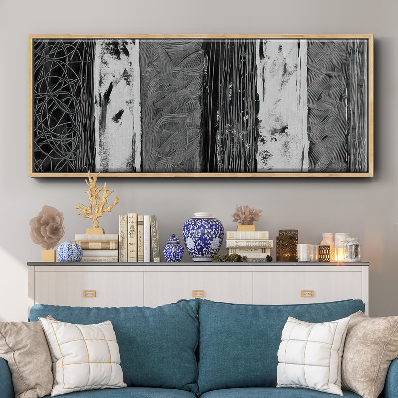 Nickel brossé imprimé abstrait I - toile encadrée, H 20 po x l 50 po
