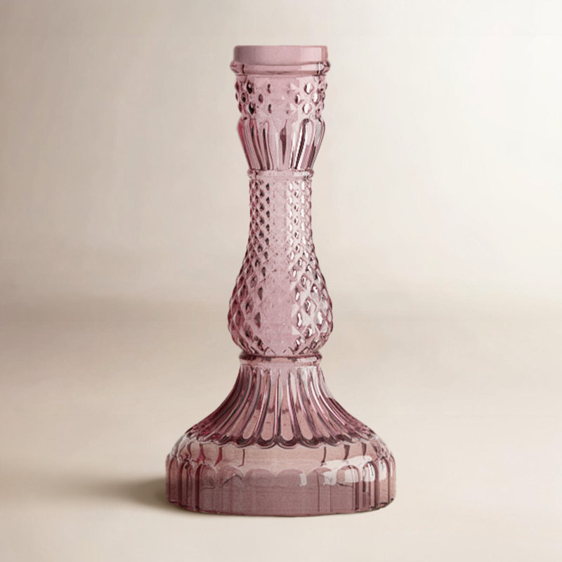 Bougeoir de table en verre Eliana Samira, Rose
