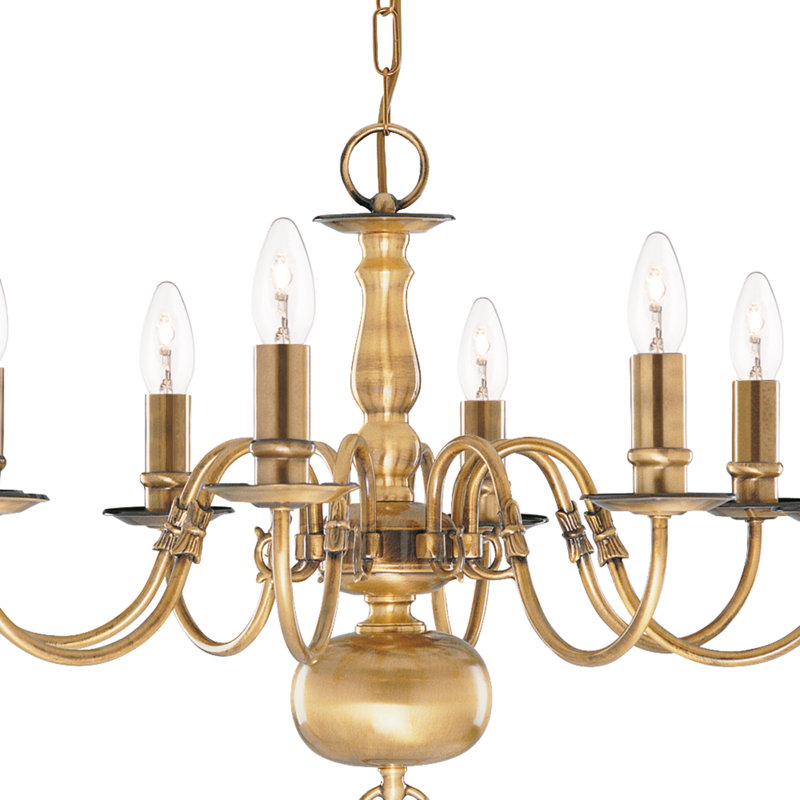 Sayers 8 - Light Candle Style Chandelier, Antique Brass