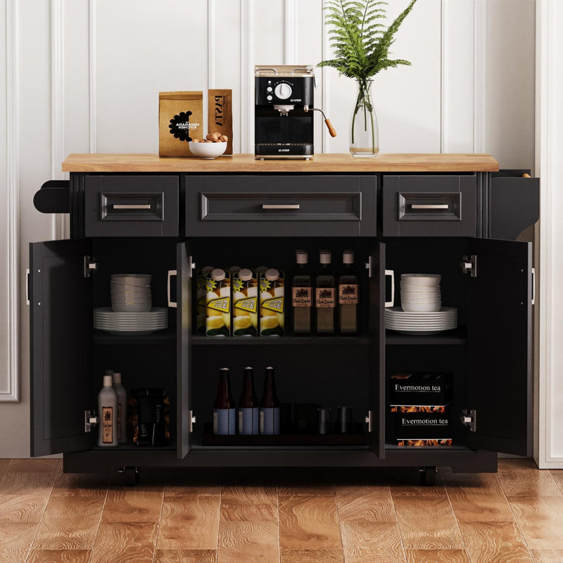 Grand îlot de cuisine, chariot de cuisine à texture gaufrée, îlot de cuisine avec rangement pour la cuisine, salle à manger