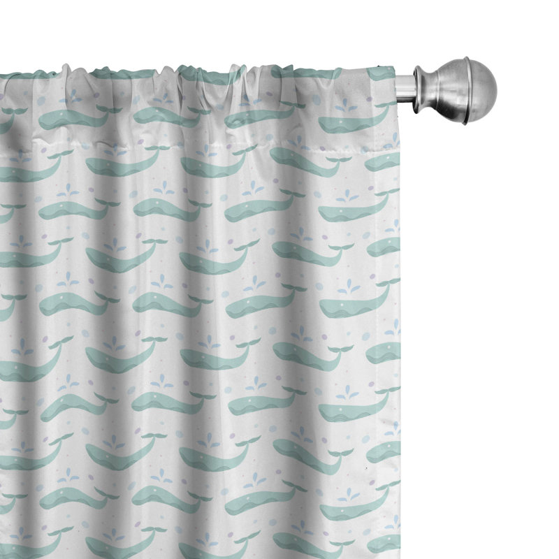 Whales Semi-Sheer Rod Pocket Curtain Panels, 28" x 63"