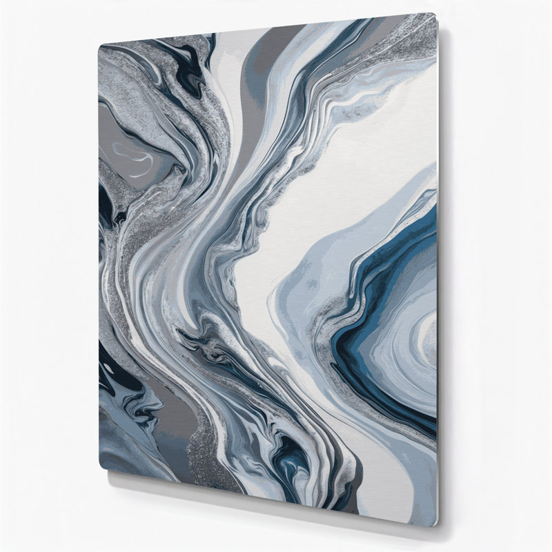 Art abstrait abstrait en métal gris 25, H 11 po x l 14 po